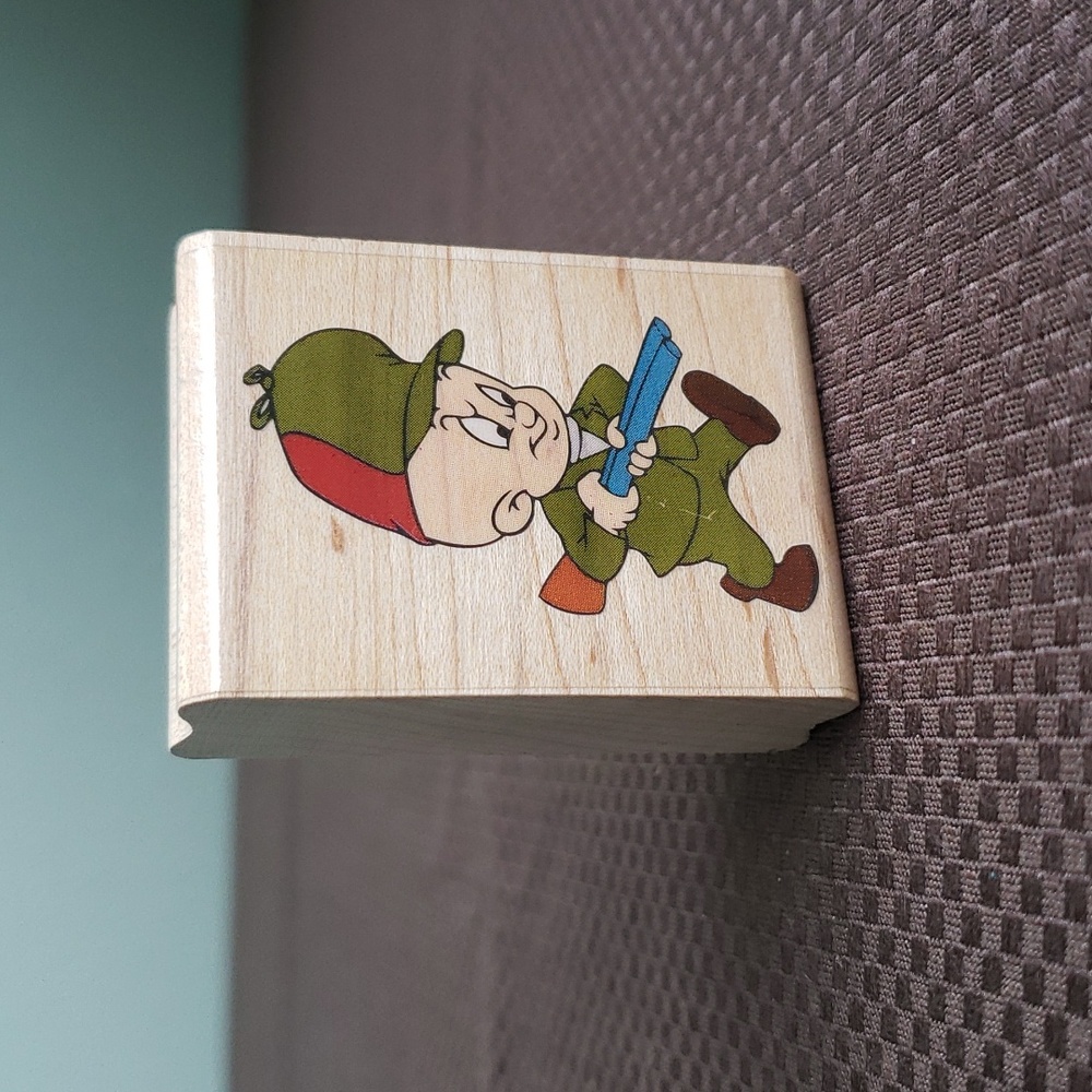☆Rare☆ Elmer Fudd Rubber Stamp•Goin' To Catch A Wabbit•Warner Bros•Looney Tunes
